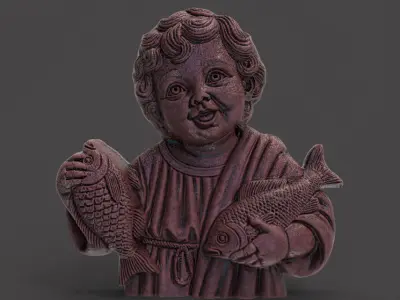 infant jesus with fish  3D print model