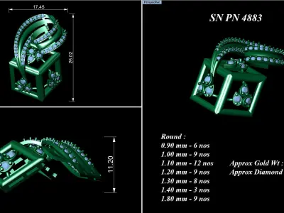 Pendant Earrings combo - 4883 3D print model