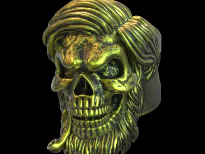 Skull ring jewelry bearded vol5  3D print model