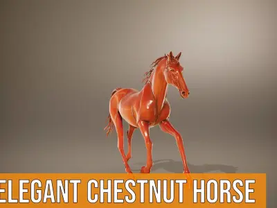 Elegant Chestnut Horse model pack Low-poly 3D model