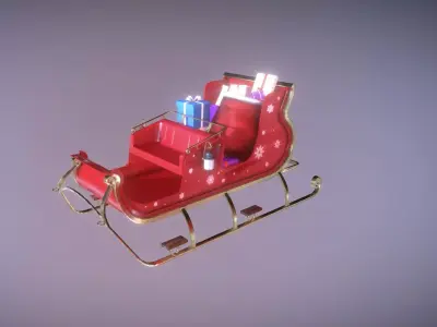 Free Santa Clauss Sleigh Free low-poly 3D model
