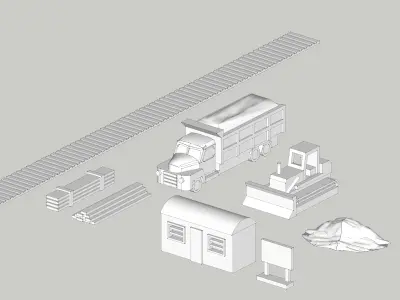 Construction Site Bulldozer Dumptruck Sand Set by Outland Models Low-poly 3D model
