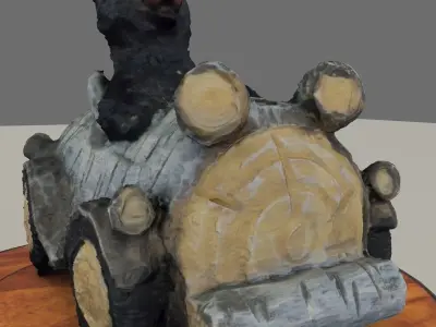 Chinese display stand with bear car   3D model