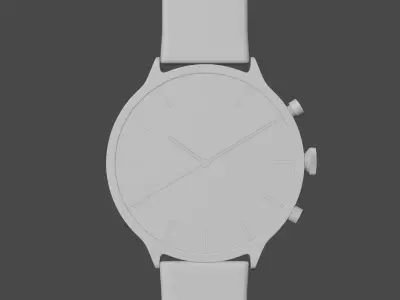 Luxury Titan Wrist Watch  Realistic Gold and Leather 3D Model 3D model