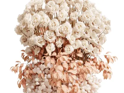 Flower Box - Rose Pink in a Amaranth Bouquet Ceramics  92  3D model