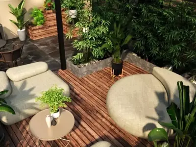 Luxury Organic Outdoor Lounge Set 8K PBR 3D model
