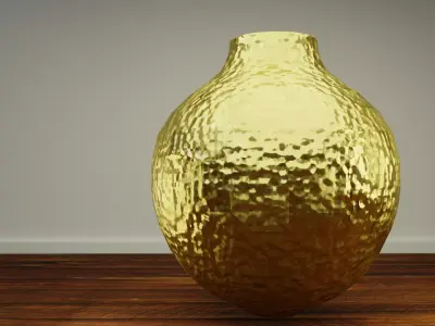 Decorative gold hammered vase Low-poly 3D model