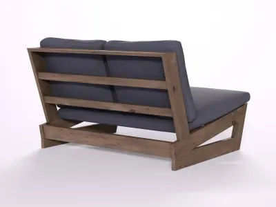 Love Seat with cushions grey Low-poly 3D model