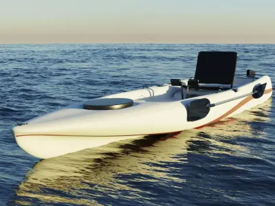 Kayak fishing boat Low-poly 3D model