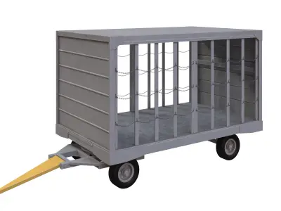 Airport Closed Baggage Trailer 3D model