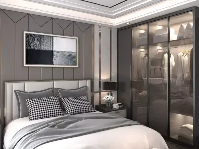 Modern Bedroom Scene 3D model