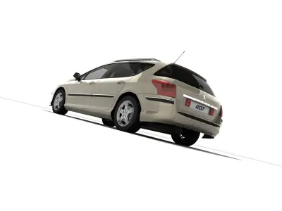 Peugeot 407 SW with HQ interior Low-poly 3D model