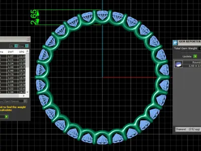 U Shaped Eternity Ring 2 point 5 mm stone size swiss 18 and EU58 3D print model