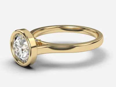 Round Diamond Bezel Setting Solitaire Diamond Ring 3D print model