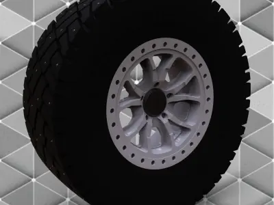 Studded snow Tire and Rim 3D model