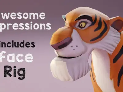 The Jungle book tiger - Shere Khan rigged Low-poly 3D model