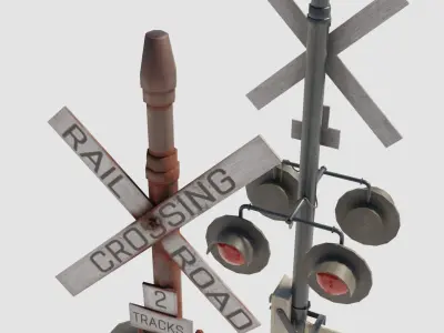 Railroad Crossing Gate with pbr textures Low-poly 3D model