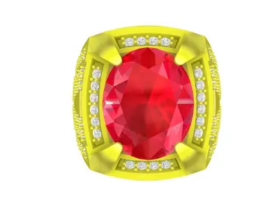 Luxury Oval Ruby Diamond Ring for Men 4937 3D print model