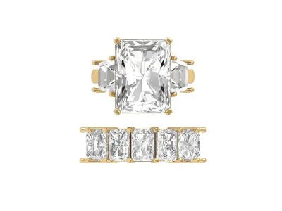 Radiant 3 Stone Bridal set 3D print model