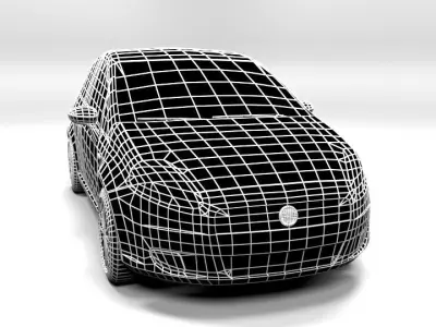 FIAT GRANDE PUNTO 3DR LOWPOLY Low-poly 3D model