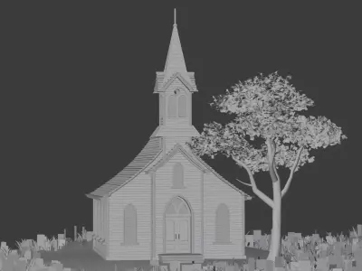 American Style Cottage Exterior 11 Low-poly 3D model