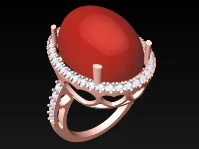 Oval Stone Ring - Mens Rings - GN216 3D print model