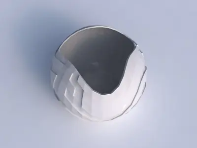 Bowl Spheric wavy with sharp ribbons 3D print model