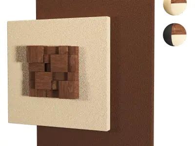 Abstract Square Wall Decor Wooden Cubes Low-poly 3D model