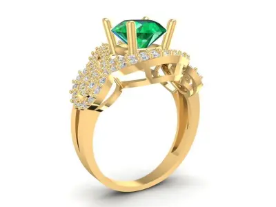 Luxury Emerald Halo Double Row Diamond Ring for Women 1726 3D print model