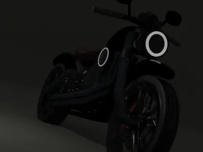 Motorcycle harley-davidson chopper Low-poly 3D model