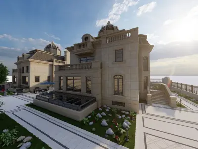 King House-Classic stone facade-Building Classic Facade Element 3D model