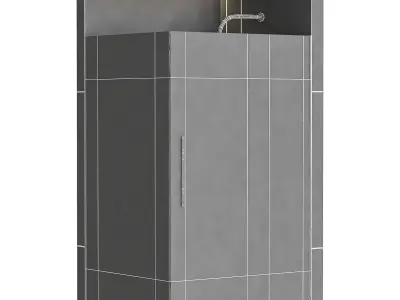 Shower cabin with partition 03 3D model