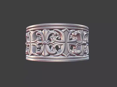 Cross and Fleur-de-Lis Ring Band 3D print model