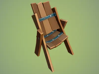 Stylized wooden chair Low-poly 3D model