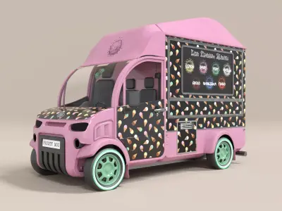 Ice Cream Truck Low-poly 3D model