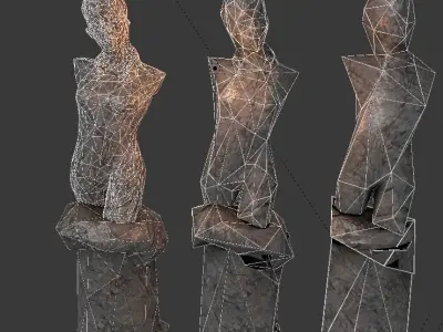 Low Poly Statue of man in woods Free low-poly 3D model