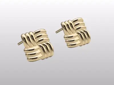 elegant square knot stud earrings 3D print model