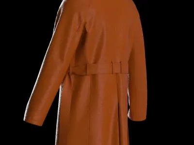 Male raglan leather trench coat 3D model