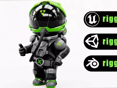 TOON ASTRONAUT S-680 Rigged for Unreal Engine - Unity - MIXAMO 3D model