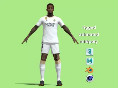 T-Pose Rigged Militao Real Madrid 23-24 3D model