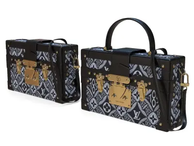 Louis Vuitton Petite Malle Black 1854 Low-poly 3D model