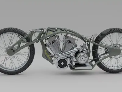 Custom Motorbike Low-poly 3D model