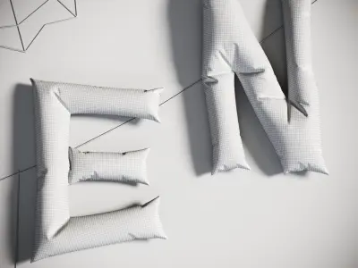 Balloons with festive inscriptions 3D model