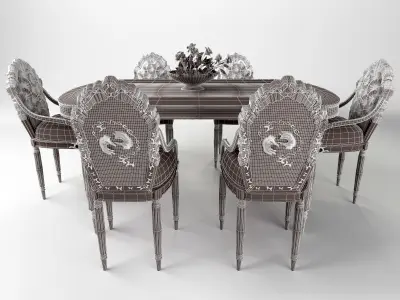 table chairs set 155 3D model