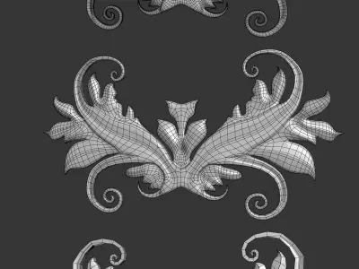 Ornate decoration parts bash Low-poly 3D model