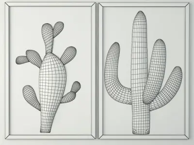 Metal Cactus Sculptures 3D model