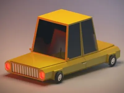 Taxii car with light Low-poly 3D model