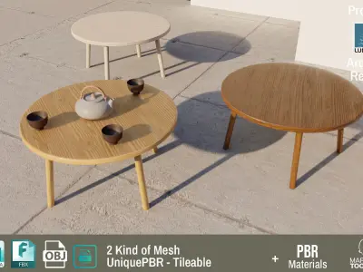  PBR Various Options Wooden Coffee Table - Lumion - UE4 Low-poly 3D model