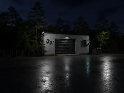 Darkness Garage Scene 3D Blend File Textured FBX OBJ MTL Files 3D model