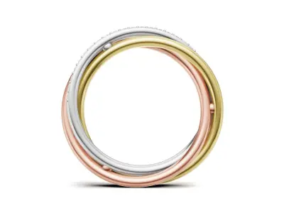 Three-Tone Gold Twist Diamond Ring 3D print model